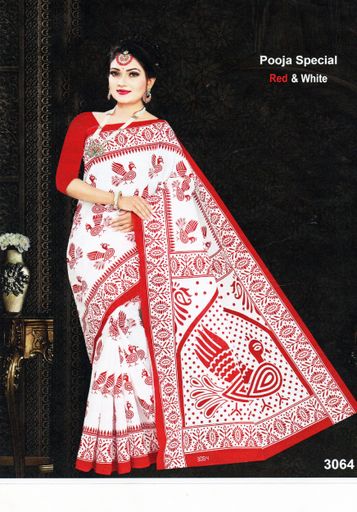 Goenka Cotton Printed garad Red & white 