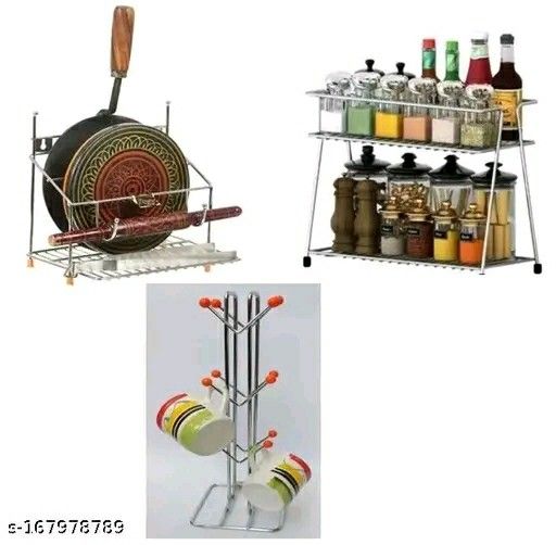 Spice Rack + 4 in1 Chakla Bela Stand + Orange V cup Stand 