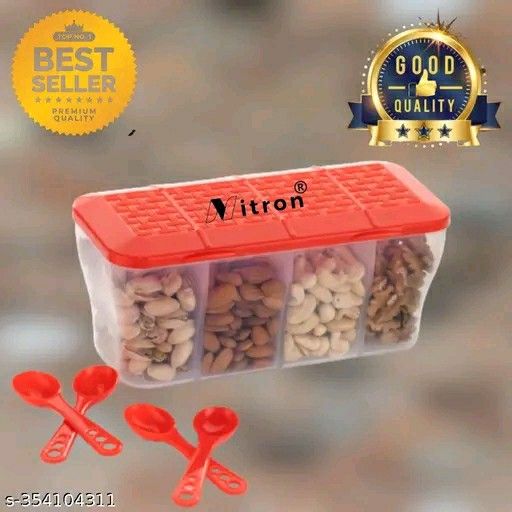 Intron Food Container 4 in 1 Transparent Plastic Lock Food Storage 