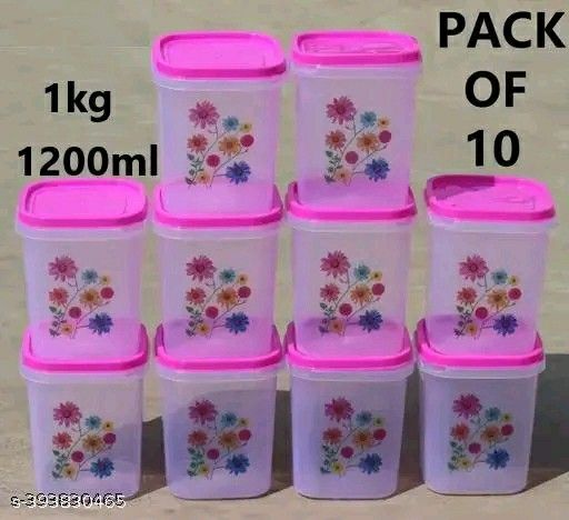 Pink  Square  Plastic Grocery Container - Pack of 10