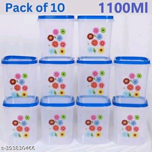 Blue Square Plastic Grocery Container - Pack of 10