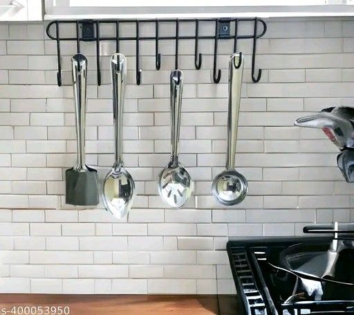 YOGIN INDIA Black Powder coated Laddle Hook Rail