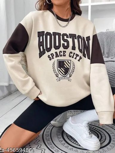 Printed Graphic Sweatshirt Long Sleeves Round Neck for Women's
