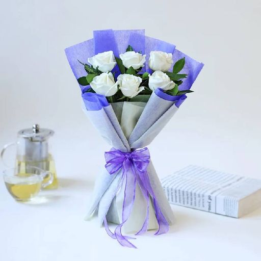 Serene White Roses Bouquet