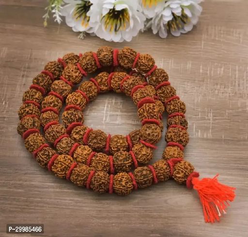 5 Mukhi Natural Original Rudraksha Mala (18-22mm Beads:54+1)