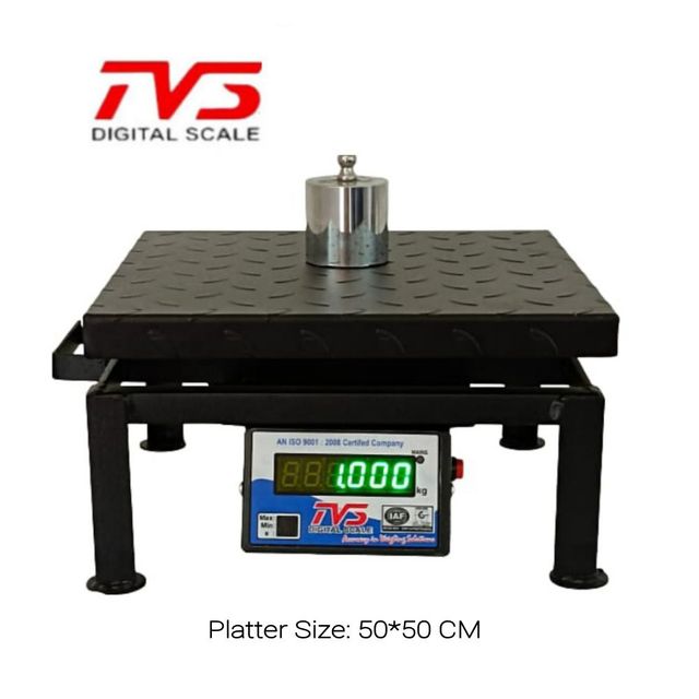 TVS Weighing Scale 300kg Digital Weight Machine,  MS Platter Size 50*50 CM