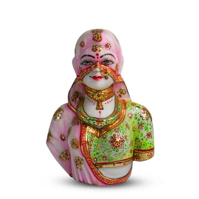 Bani Thani 9 inch , White marble painting Statue 