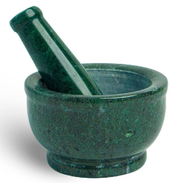 Green marble mortar and pestle,  size 4 inch 