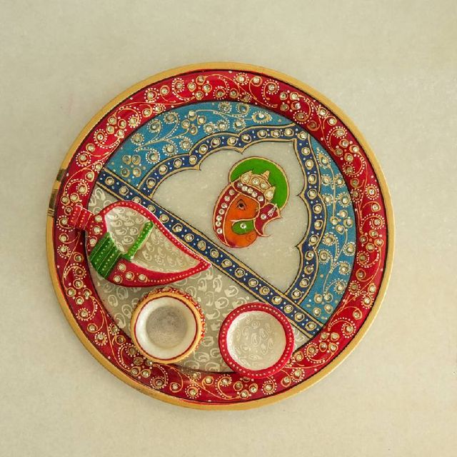 Marble puja thali 9 inch