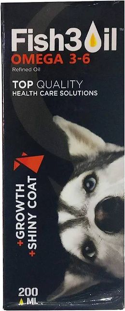 Genesisomega Fish3 Oil 3-6 Oil for Dogs-Immunity, Shiny Coat, Better Growth Booster-Liquid Food Dietary Supplement for Pets with Vitamins & Antioxidants 200 ml