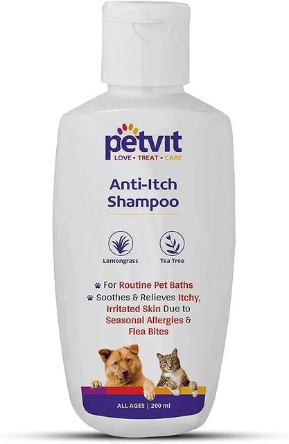 Petvit Anti Itch Shampoo with Tea Tree Oil & Lemon Grass Oil|for All Breed Dog/Cat|200Ml