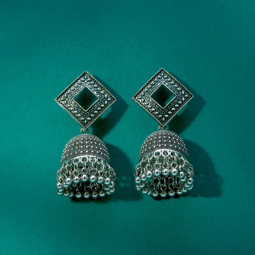 Exquisite Oxidized Plated Jhumki Earrings