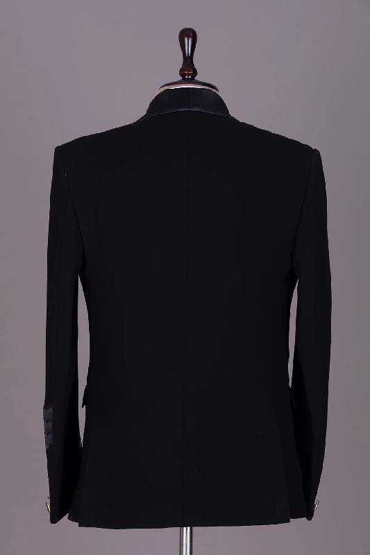 Black Metallic Strip Embroidered Italian Tuxedo Suit